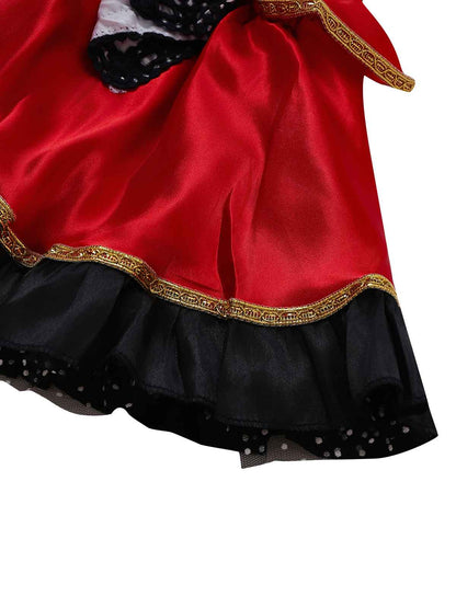 2PCS Red 1970s Riding Hood Costume Cape With Corset Dress