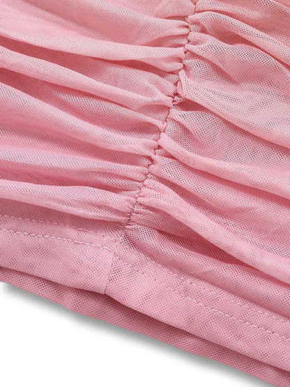 1960s Strapless Gradient Ruched Bodycon Dress With Scarf