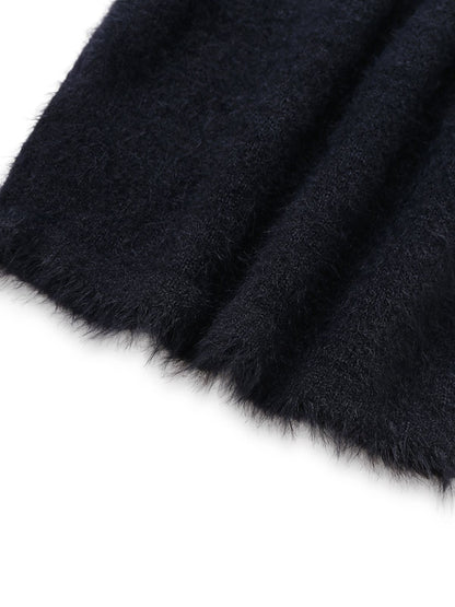 Black 1970s Halloween Pumpkin Faux Mink Sweater