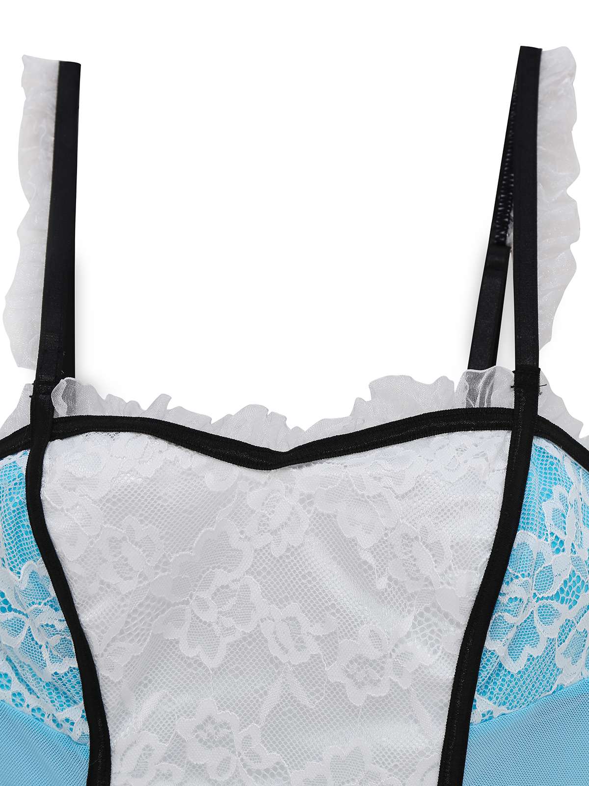 Blue 1980s Lace French Maid Costume Sleepwear