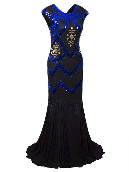 Blue 1920s Gatsby Maxi Dress