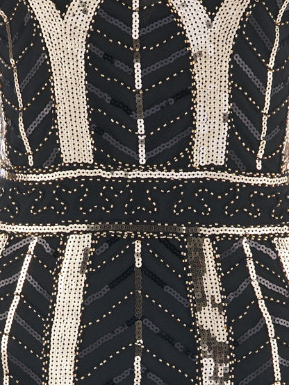 1920s Leaves Sequined Tassel Dress