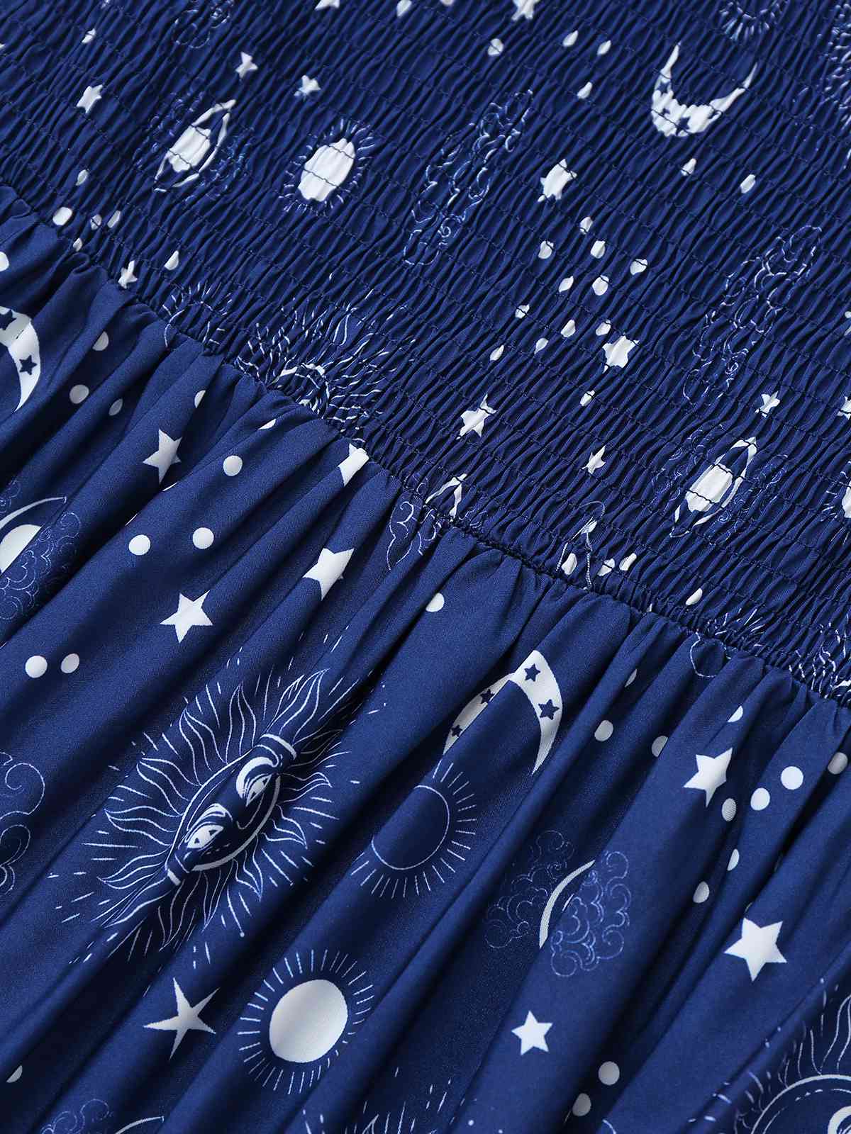 Blue 1950s Stars Moon Irregular Hem Off-Shoulder Dress