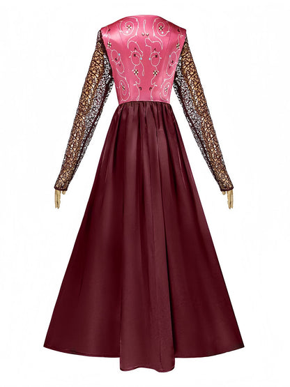 Red 1940s Hocus Pocus Sarah Colorblock Long Dress