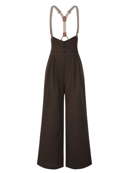 [Pre-Sale] Dark Blue 1950s Button Suspender Pants
