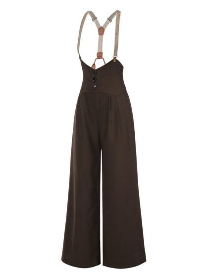 [Pre-Sale] Dark Blue 1950s Button Suspender Pants