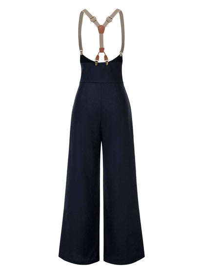 [Pre-Sale] Dark Blue 1950s Button Suspender Pants