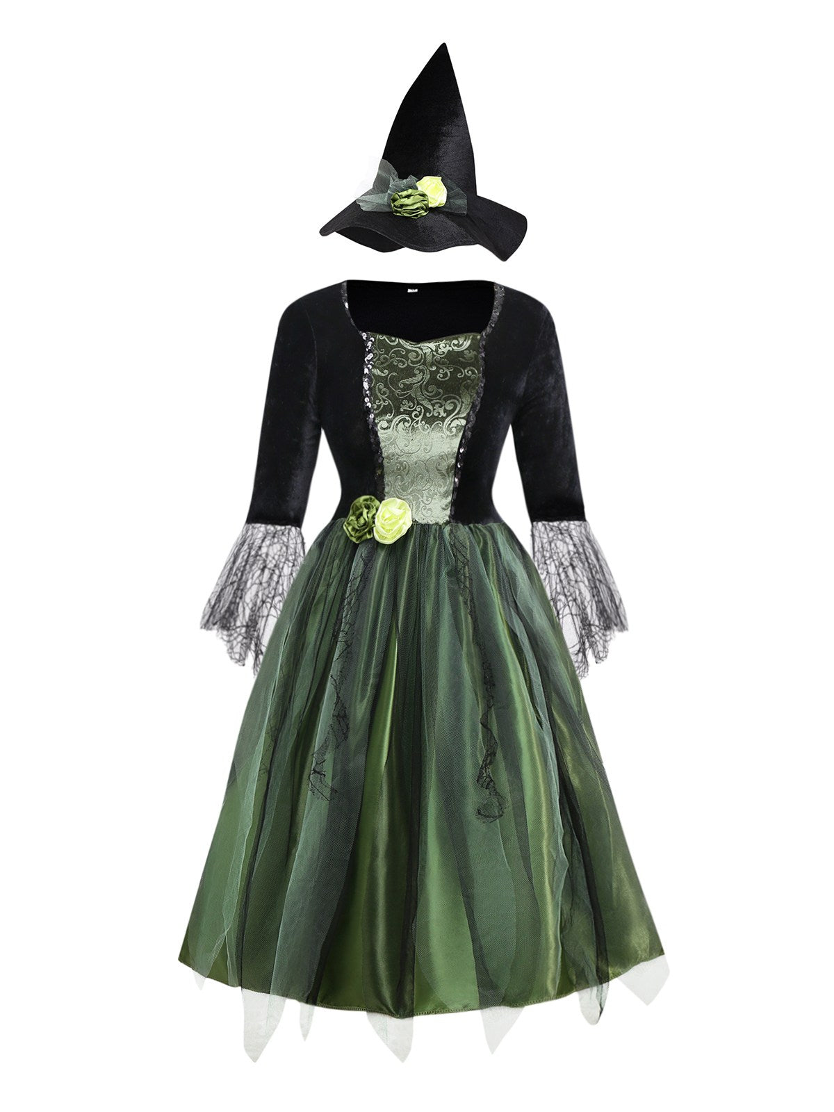 Green 1950s 3D Flower Wonderful Wizard Dress