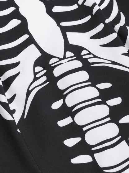 [Pre-Sale] Black & White 1930s Halter Skull Mesh Fishtail Dress