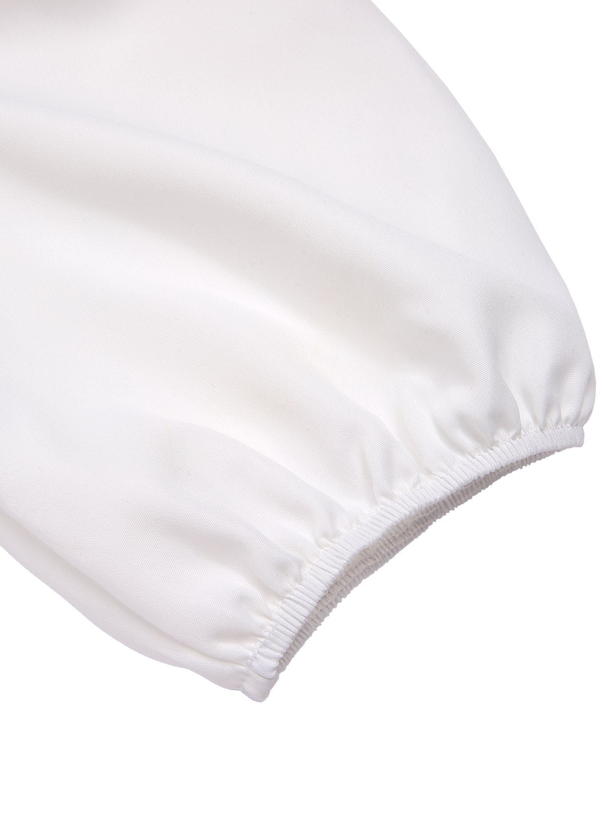 [Pre-Sale] White 1950s Ruched V-Neck Puff Sleeve Crop Top