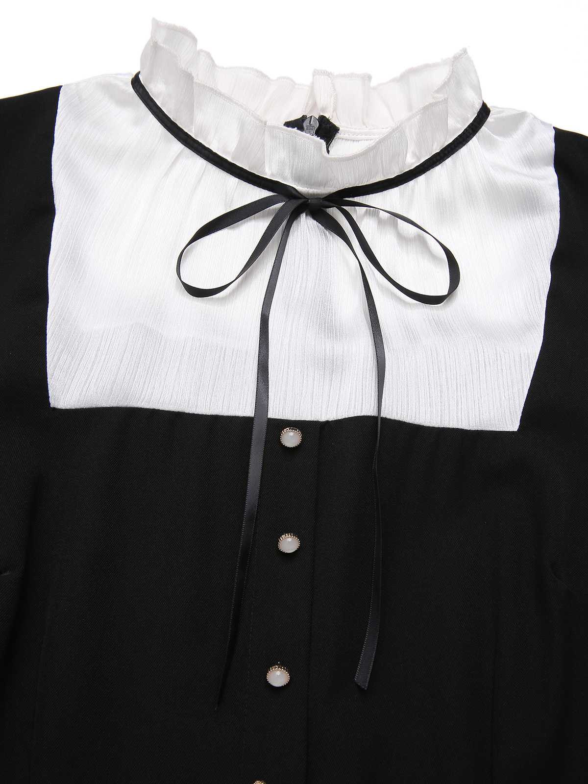[Pre-Sale] Black&White 1930s Bow Ruffled Collar Jumpsuit