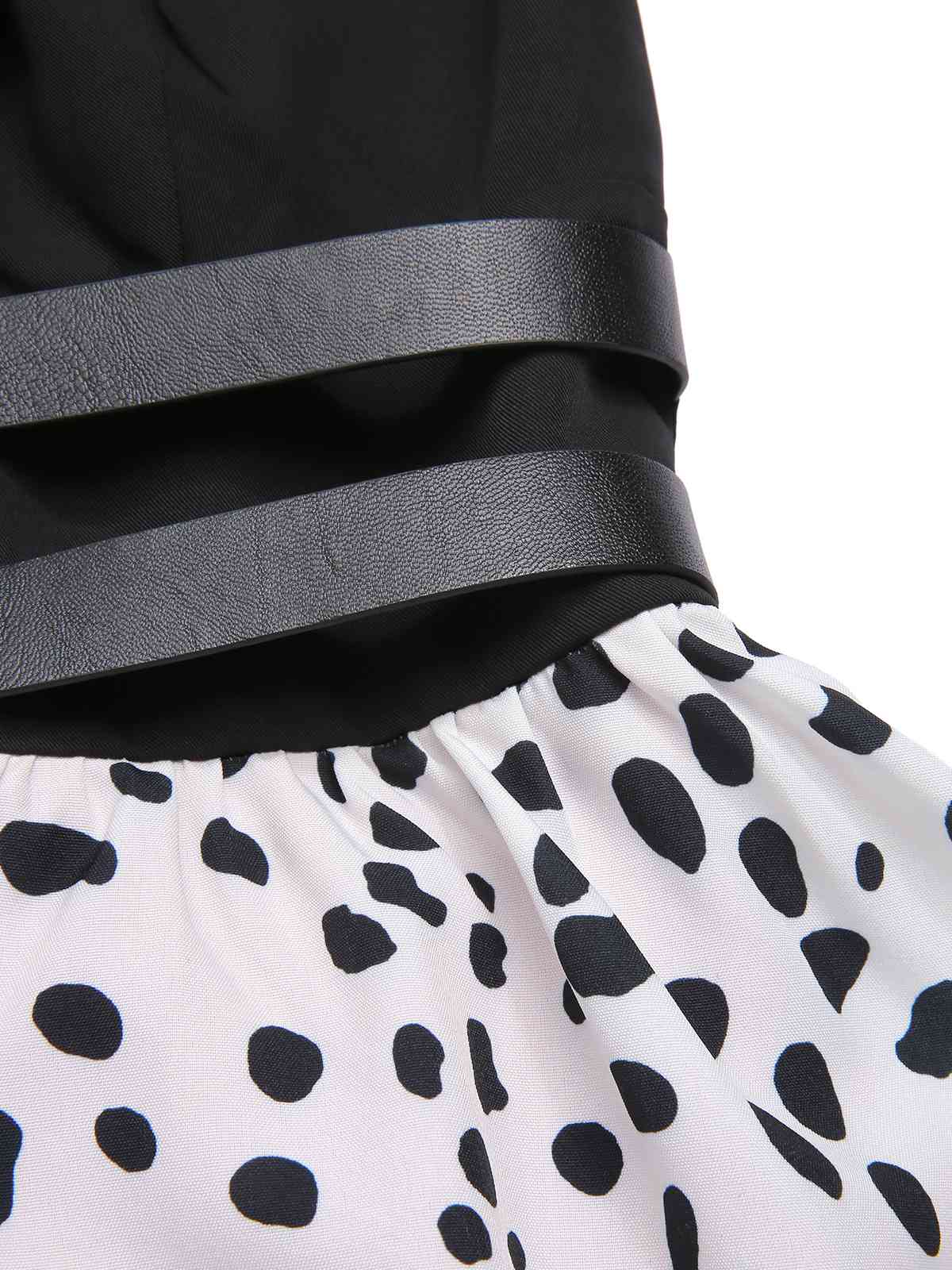 [Pre-Sale] Red 1970s Irregular Contrast Halter Dalmatian Dress
