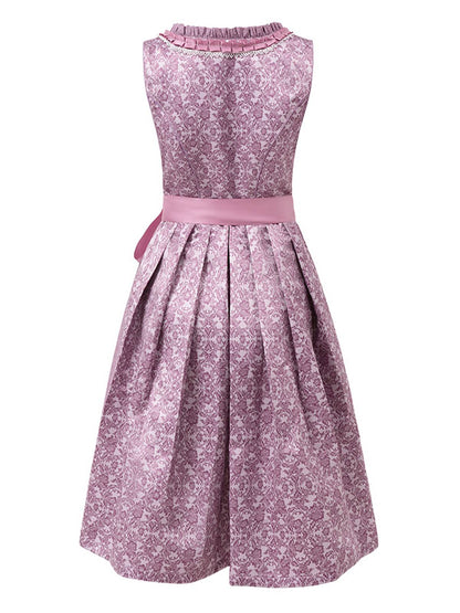 Lavender 1950s Floral Dress & Lace Patchwork Apron
