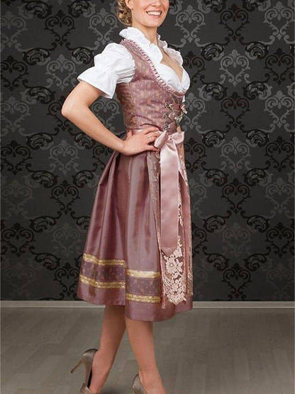 Misty Rose 1950s Floral Dress & Embroidered Mesh Apron