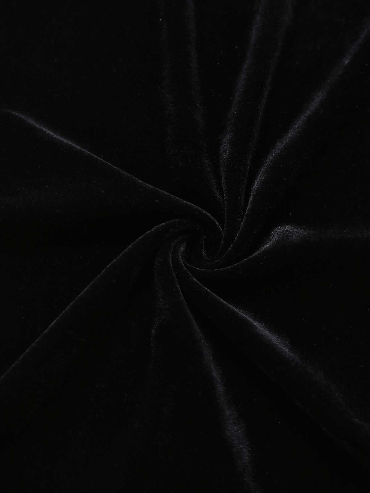 [Pre-Sale] Black 1960s Bat Neckline Velvet Slit Dress