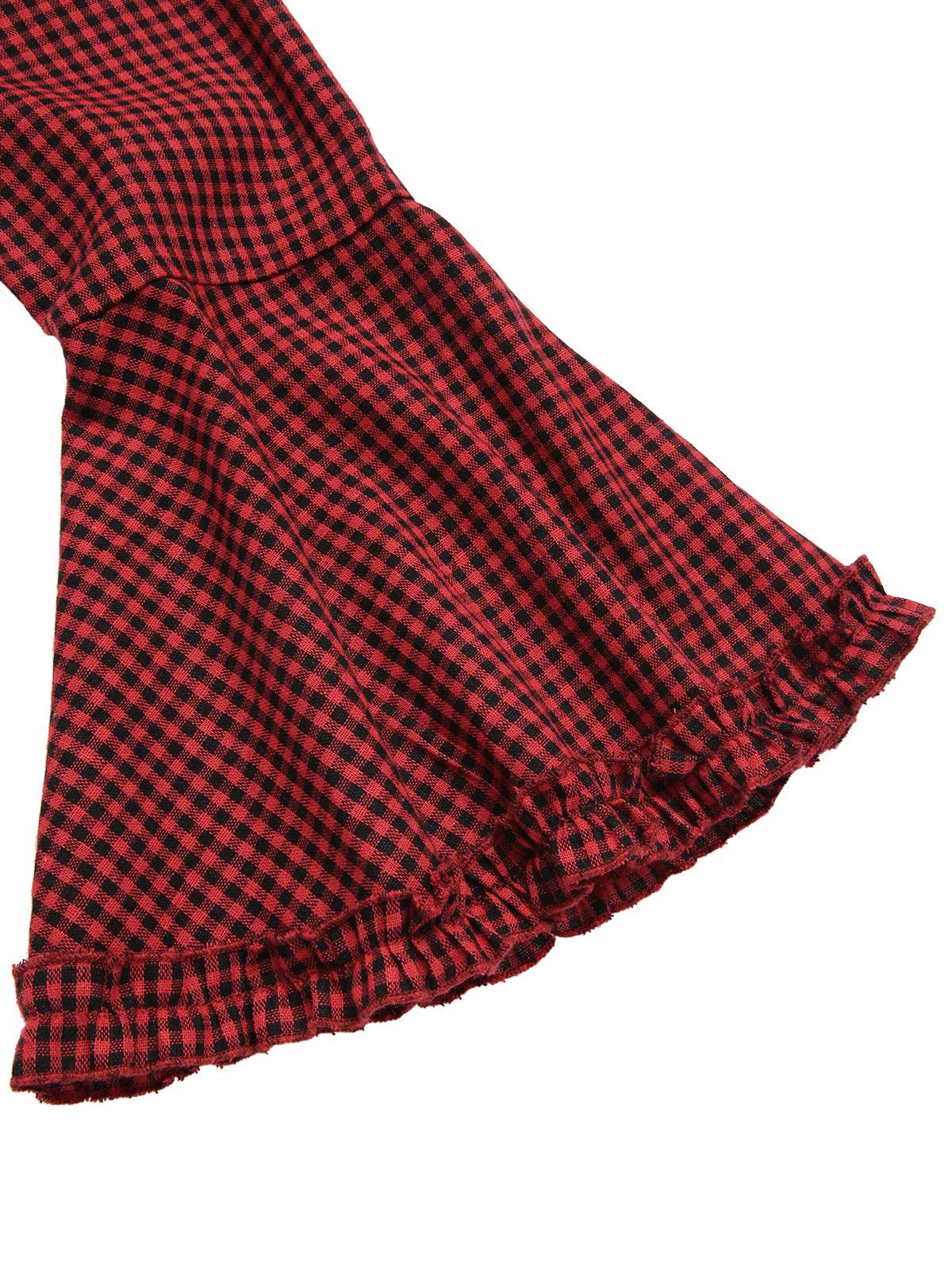 [Pre-Sale] Red 1960s Gothic Plaid Flared Sleeve Lace-Up Dress