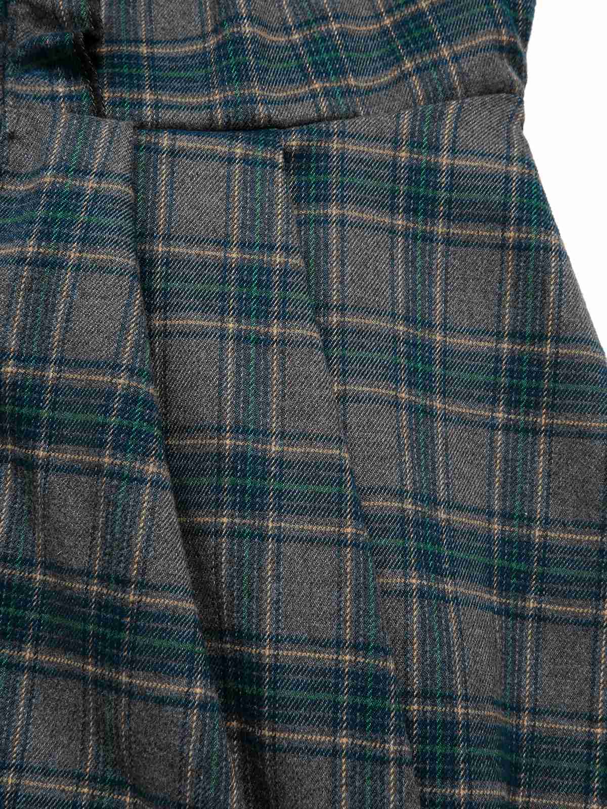[Pre-Sale] 2PCS Gray 1950s Plaid Ruffled Dress & Cotton Blouse