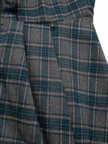 [Pre-Sale] 2PCS Gray 1950s Plaid Ruffled Dress & Cotton Blouse