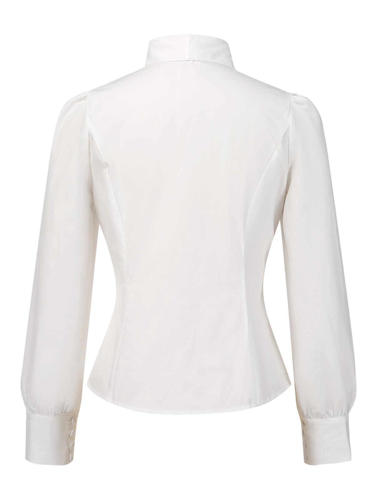 [Pre-Sale] White 1950s Solid Cotton Tie-Neck Bow Blouse