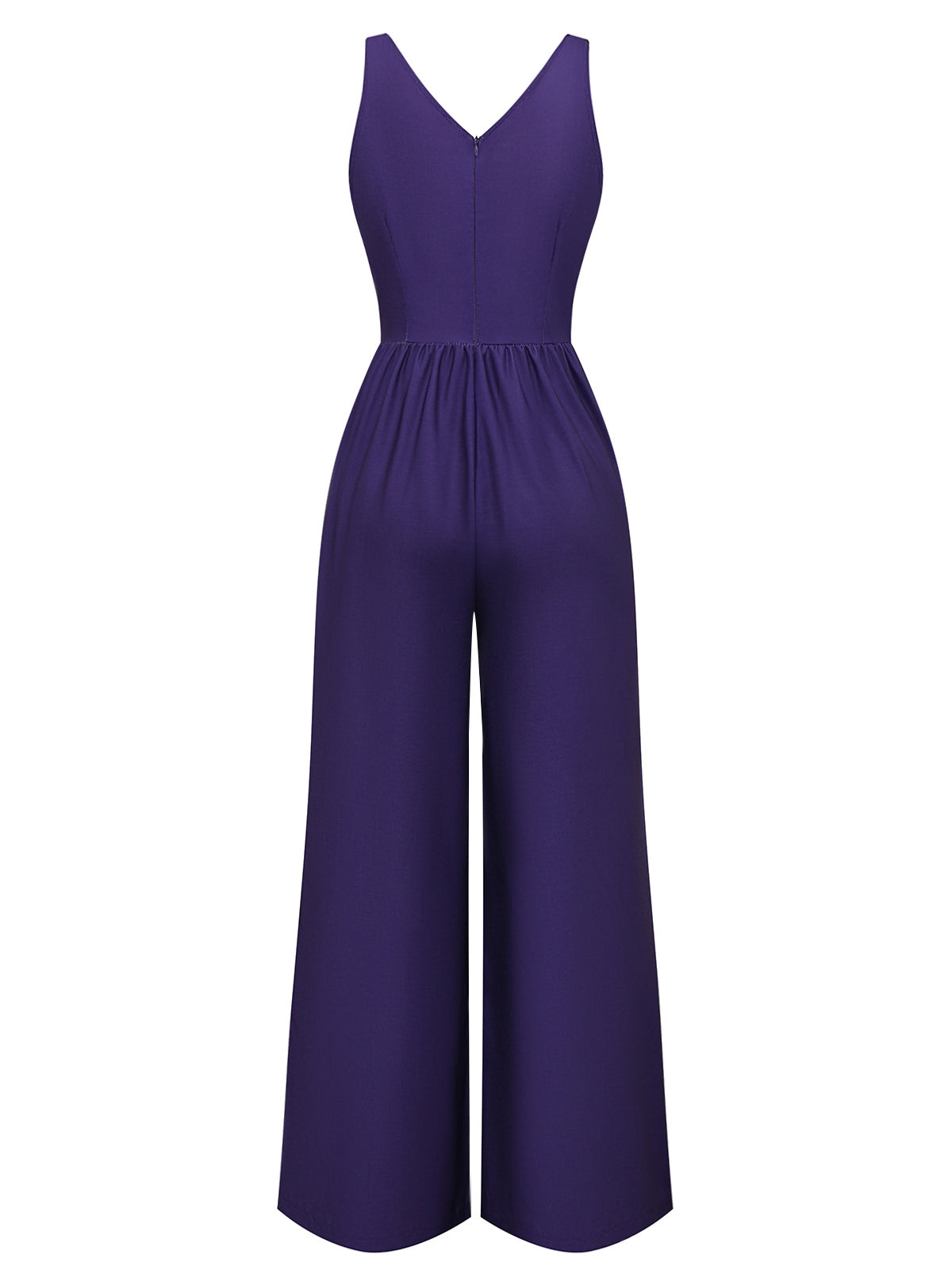 Deep Purple 1970s V-Neck Floral Boho Jumpsuit