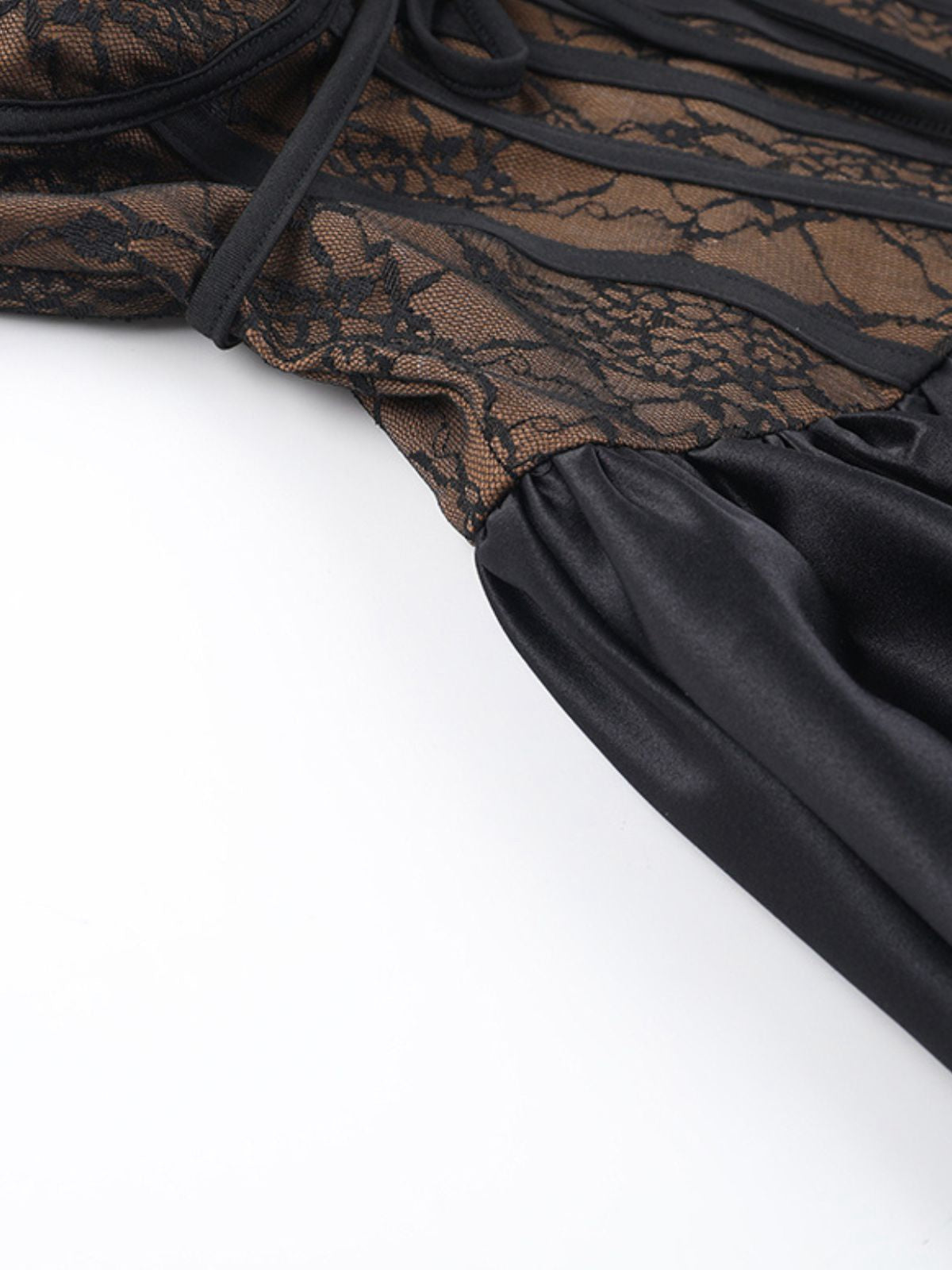 2PCS Black 1960s Lace Cover-Up & Puffy Dress