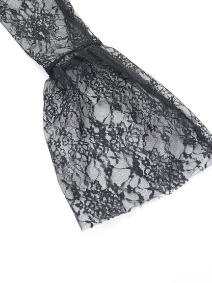 2PCS Black 1960s Lace Cover-Up & Puffy Dress