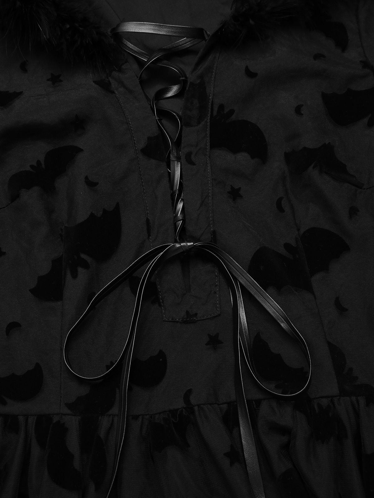 [Pre-Sale] Black 1940s Bat Mesh Raw Hem Witch Cape Dress