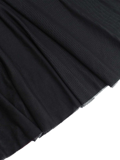 Black 1970s Slip Gothic Skeleton Print Mesh Dress