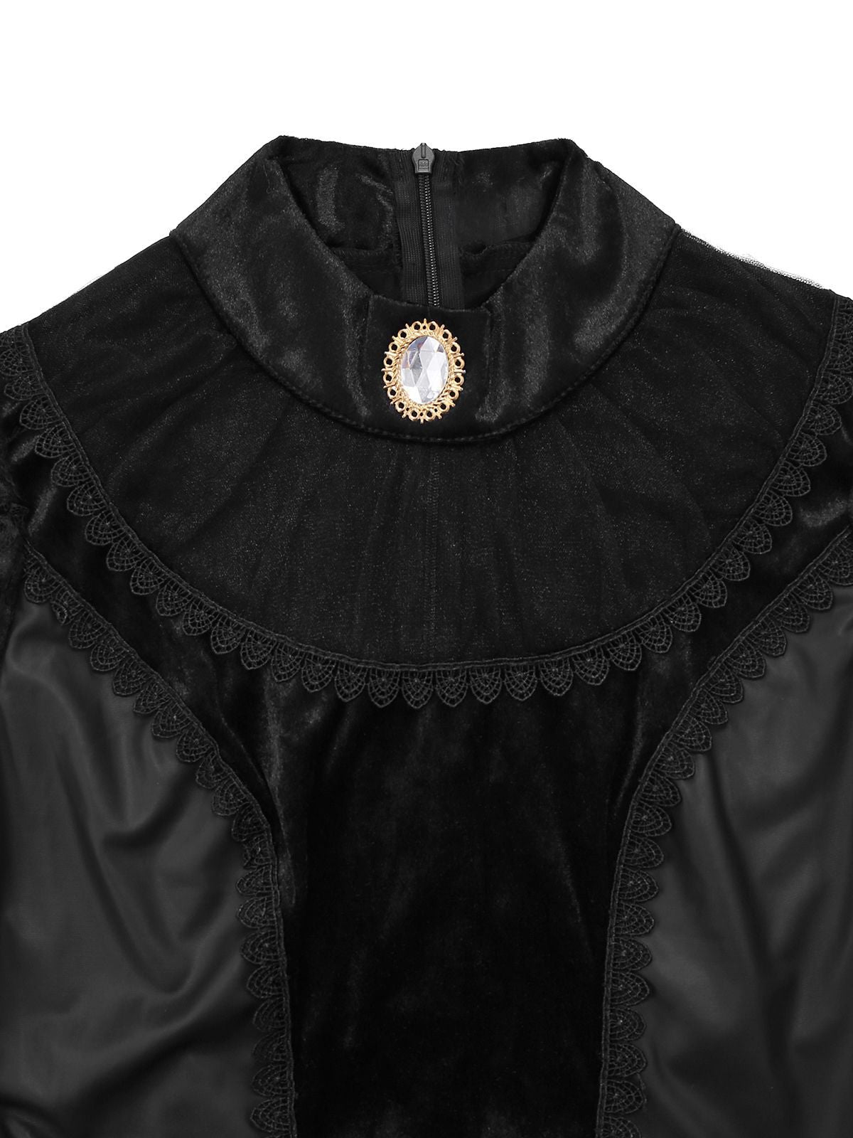 Black 1950s Evil Vampire Puff Sleeve Mesh Dress
