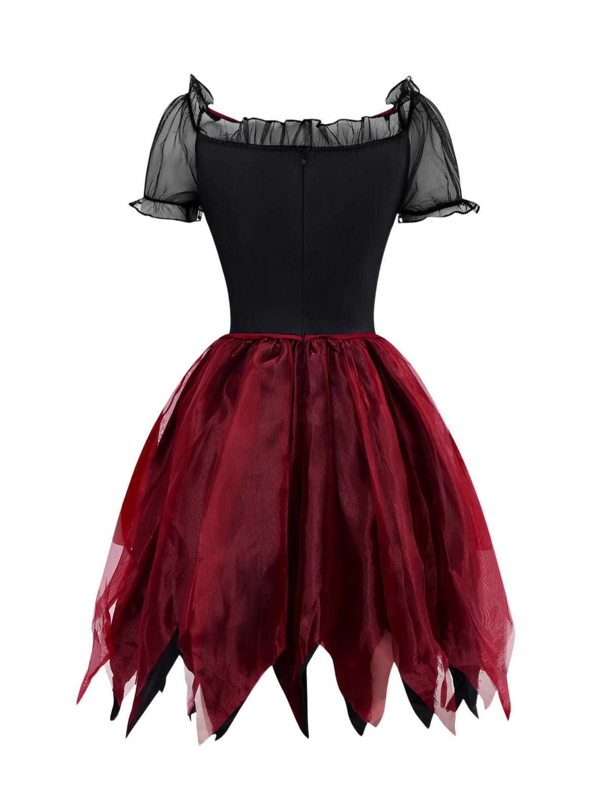 Red 1980s Halloween Mesh Red Riding Hood Dress & Embroidered Cape
