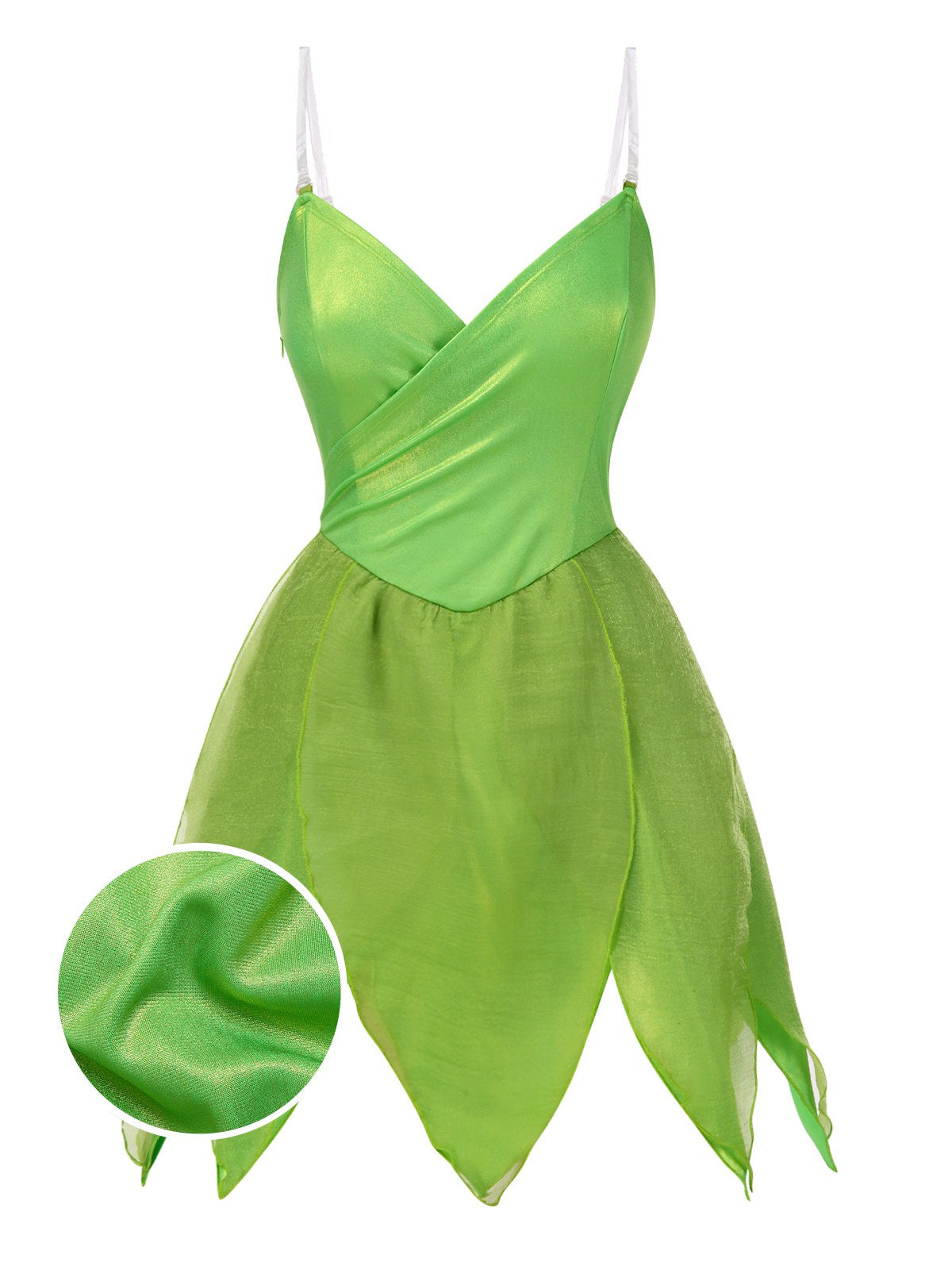 [Pre-Sale] Green 1970s Tinker Bell Fairy Petal Hem Mini Dress