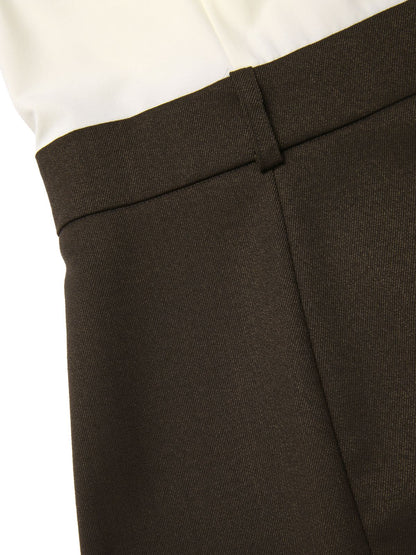 [Pre-Sale] Brown 1960s Contrast Collar Long Sleeve Pencil Dress