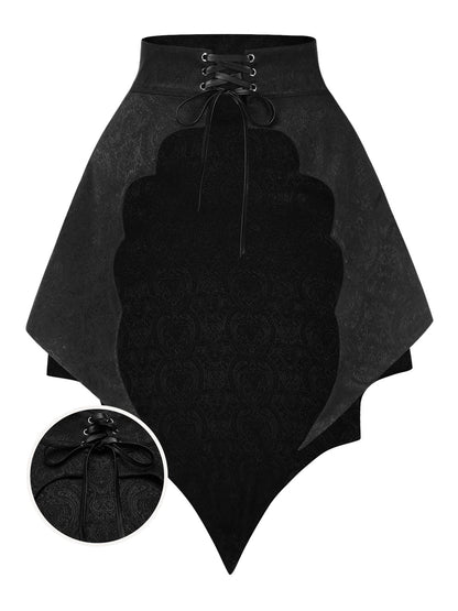 [Pre-Sale] Black 1950s Gothic Bat Jacquard High-Low Hem Cover-Up