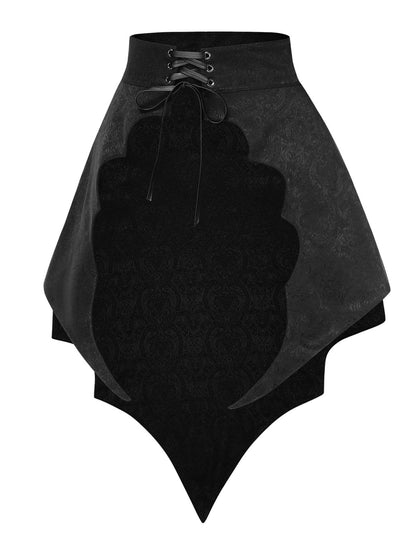 [Pre-Sale] Black 1950s Gothic Bat Jacquard High-Low Hem Cover-Up