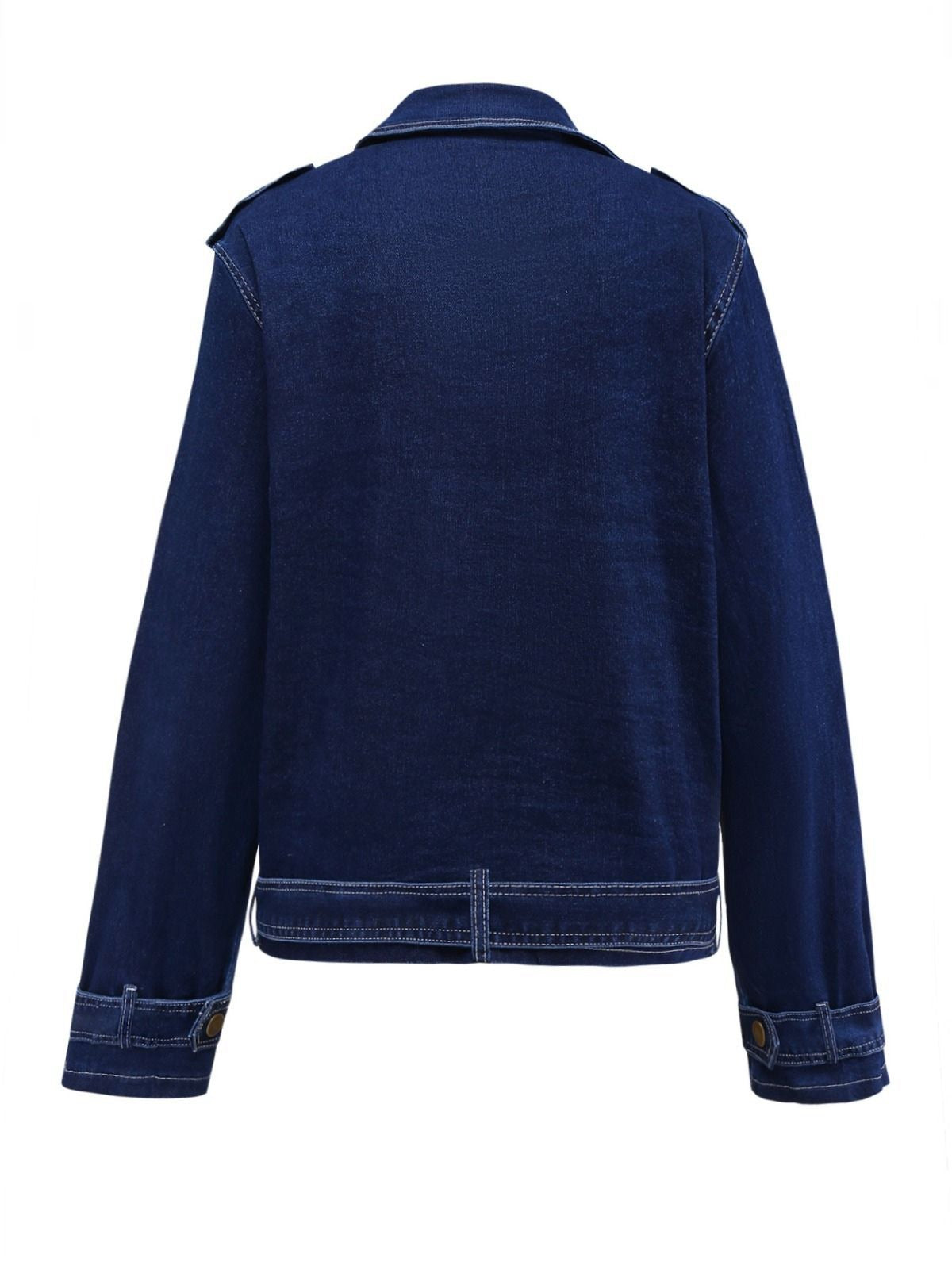 Dark Blue 1950s Denim Button Lapel Jacket