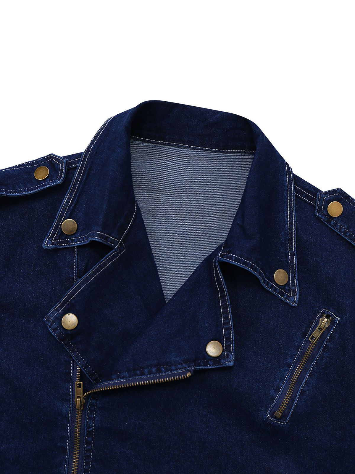 Dark Blue 1950s Denim Button Lapel Jacket
