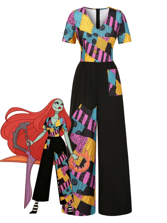 [Pre-Sale] Multicolor 1940s Nightmare Before Christmas Sally Jumpsuit