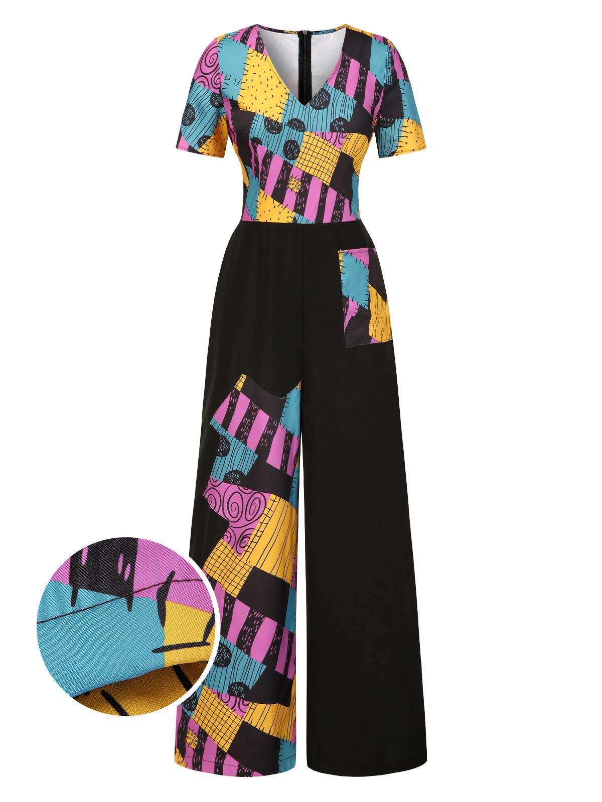[Pre-Sale] Multicolor 1940s Nightmare Before Christmas Sally Jumpsuit