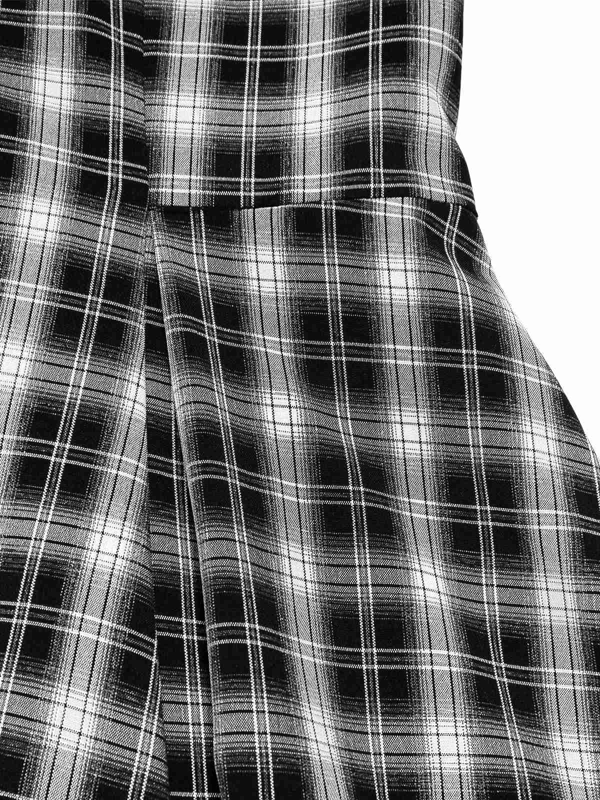 [Pre-Sale] Black 1950s Lapel Pleated Plaid Patchwork Dress
