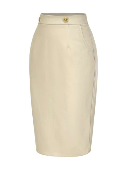 [Pre-Sale] Khaki 1980s Vintage High Waist Pencil Skirt