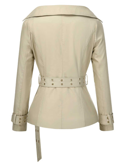 [Pre-Sale] Khaki 1980s Lapel Double-Breasted Belted Jacket