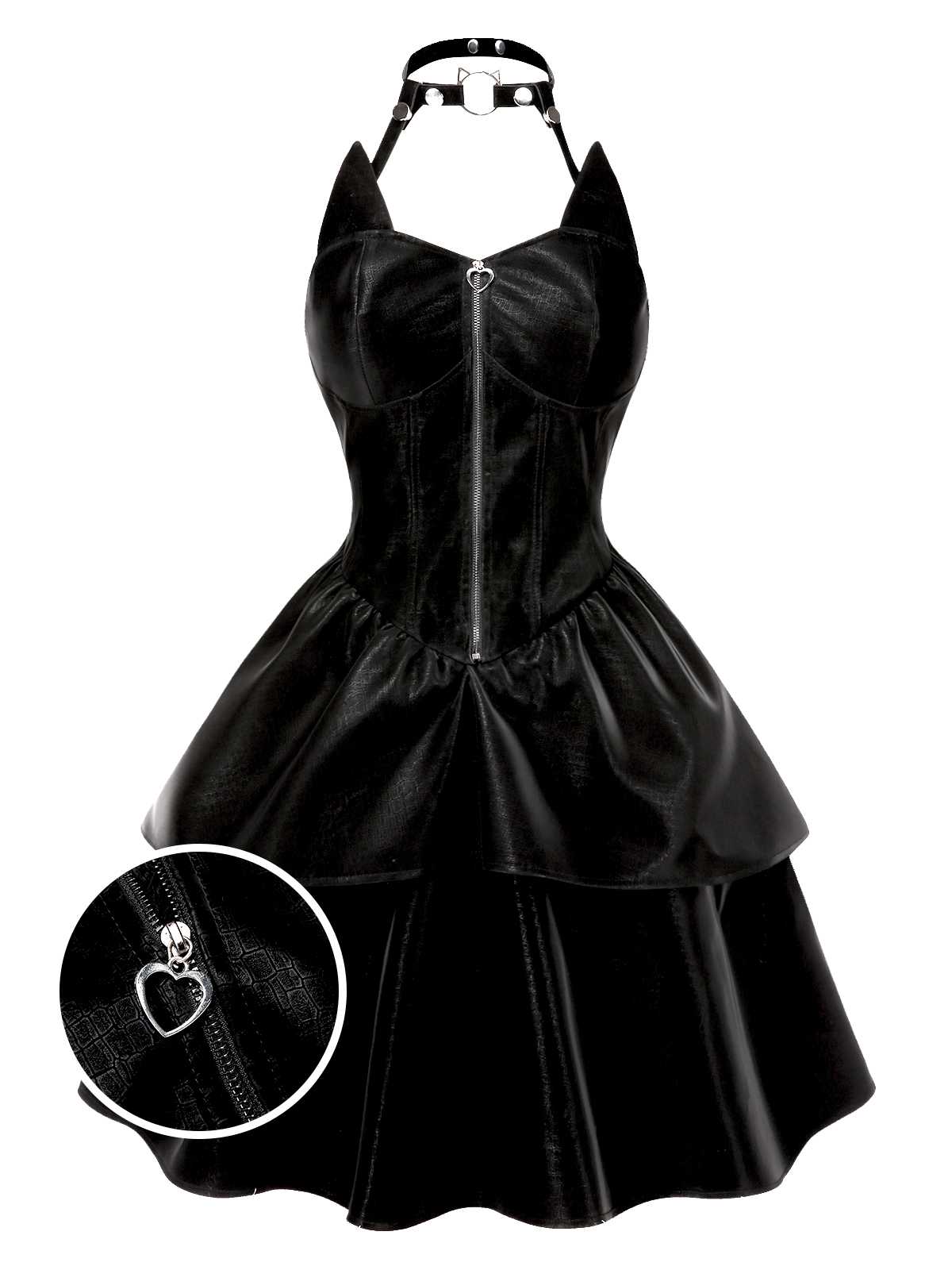 [Pre-Sale] Black 1950s Halloween Catwoman Leather Dress