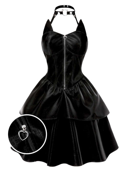 [Pre-Sale] Black 1950s Halloween Catwoman Leather Dress