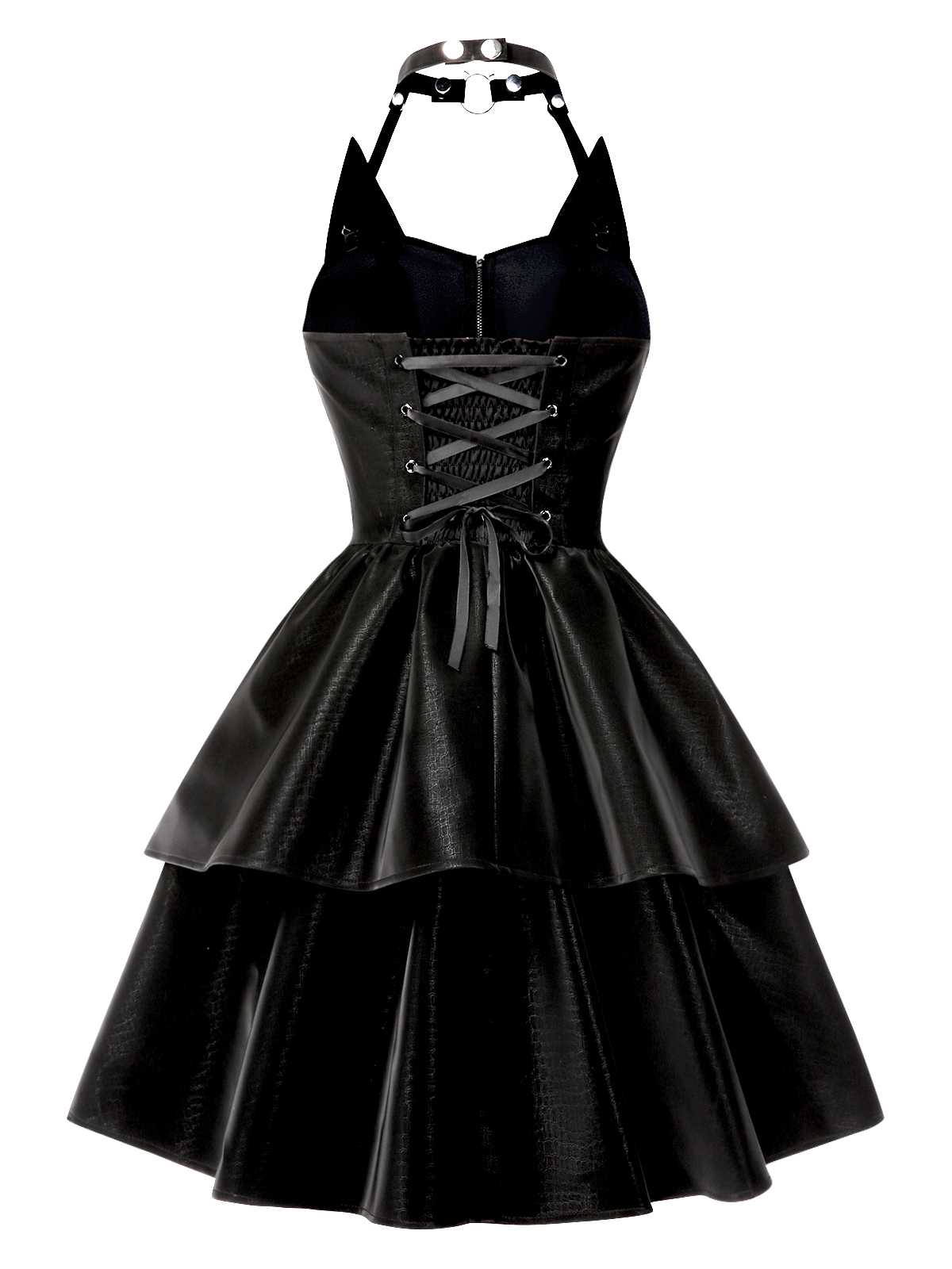[Pre-Sale] Black 1950s Halloween Catwoman Leather Dress