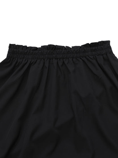 2PCS Black 1950s Halloween Witch Lace Ruffled Blouse & Skirt