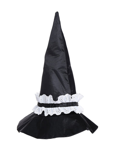 2PCS Black 1950s Halloween Witch Lace Ruffled Blouse & Skirt