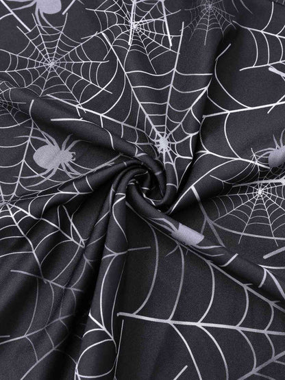 Black 1950s Halloween Spider Web Sleeveless Dress