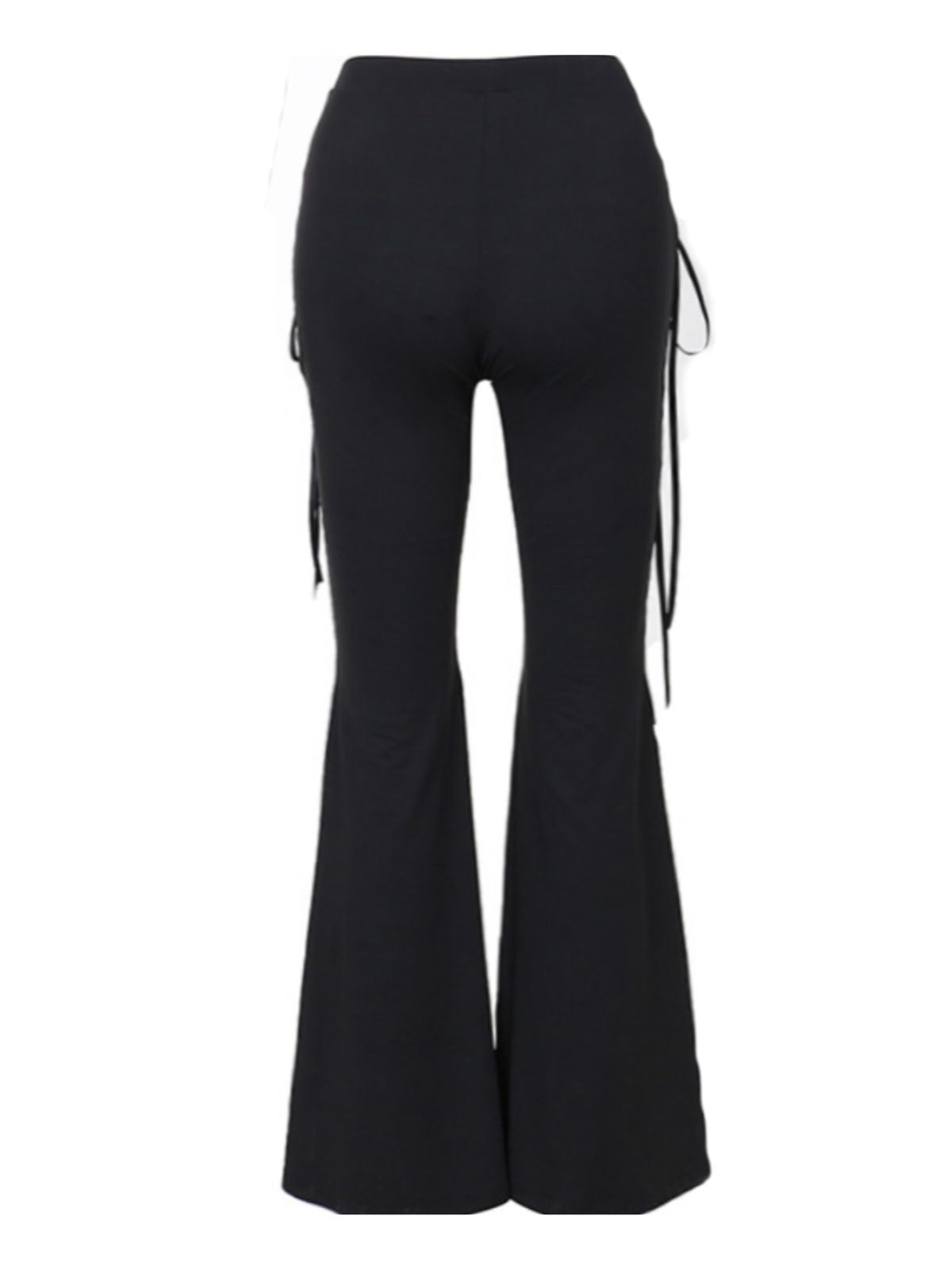 Black 1980s Punk Drawstring Laced Bootcut Pants