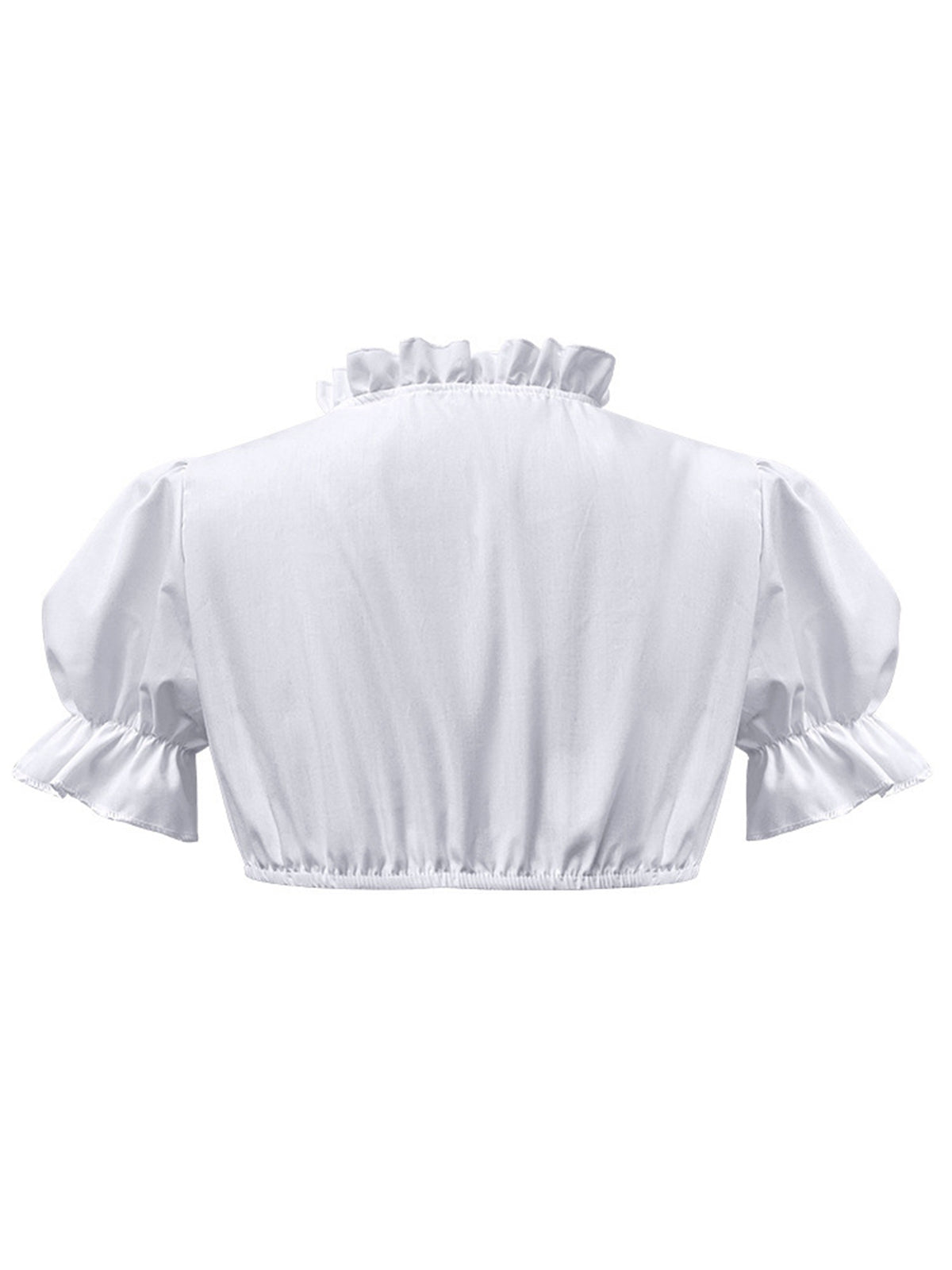 White 1950s Solid Sweetheart Neck Puff Sleeve Crop Top