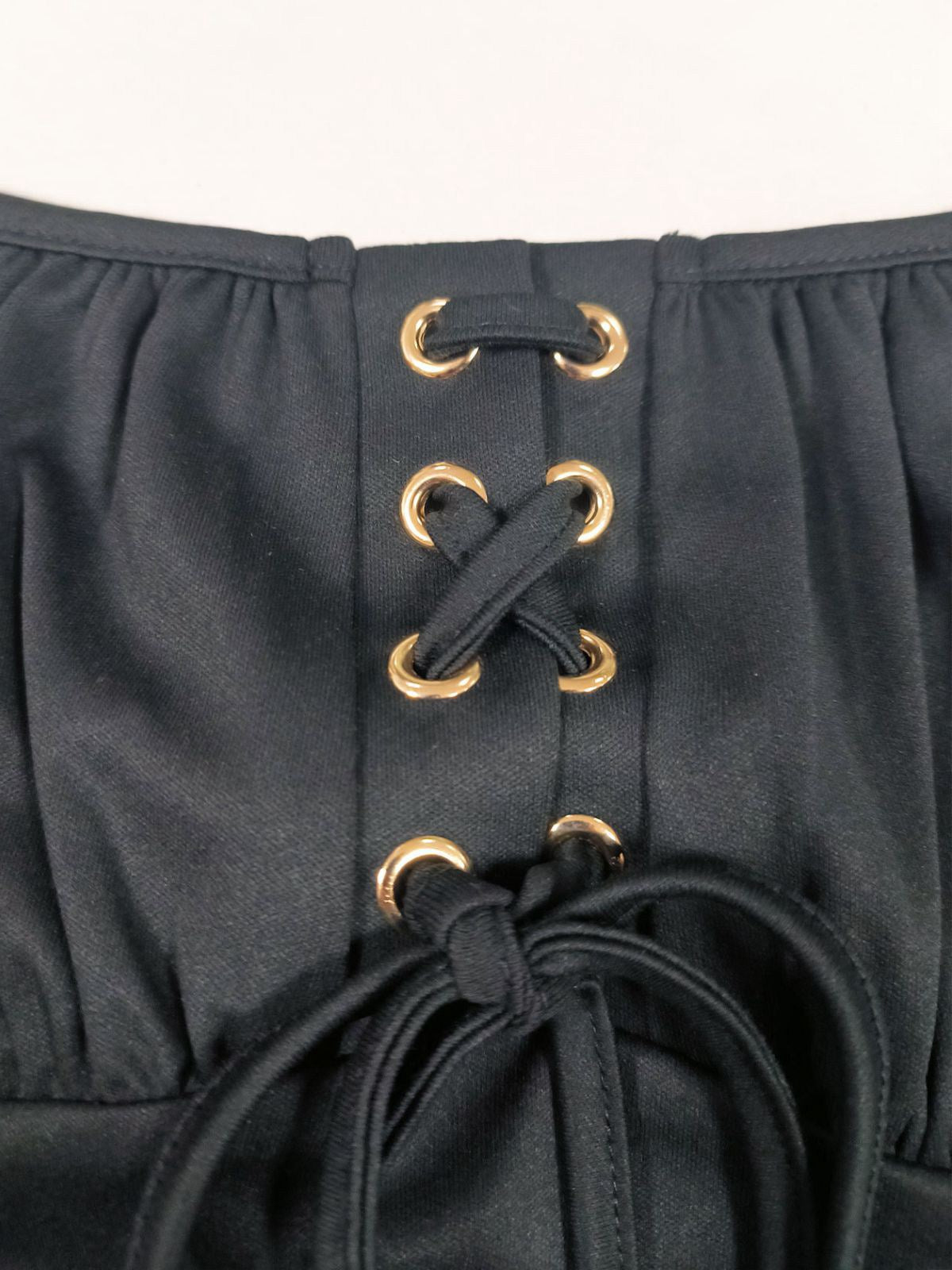 Black 1950s Gold Star Sequined Mesh Ruched Dress